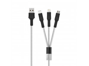 Кабел Yookie CB13 3in1 Micro-USB Lightning Type-C 1m Black 40153